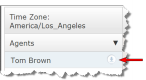 An arrow indicates the pin icon next to an agent's name in the list of agents